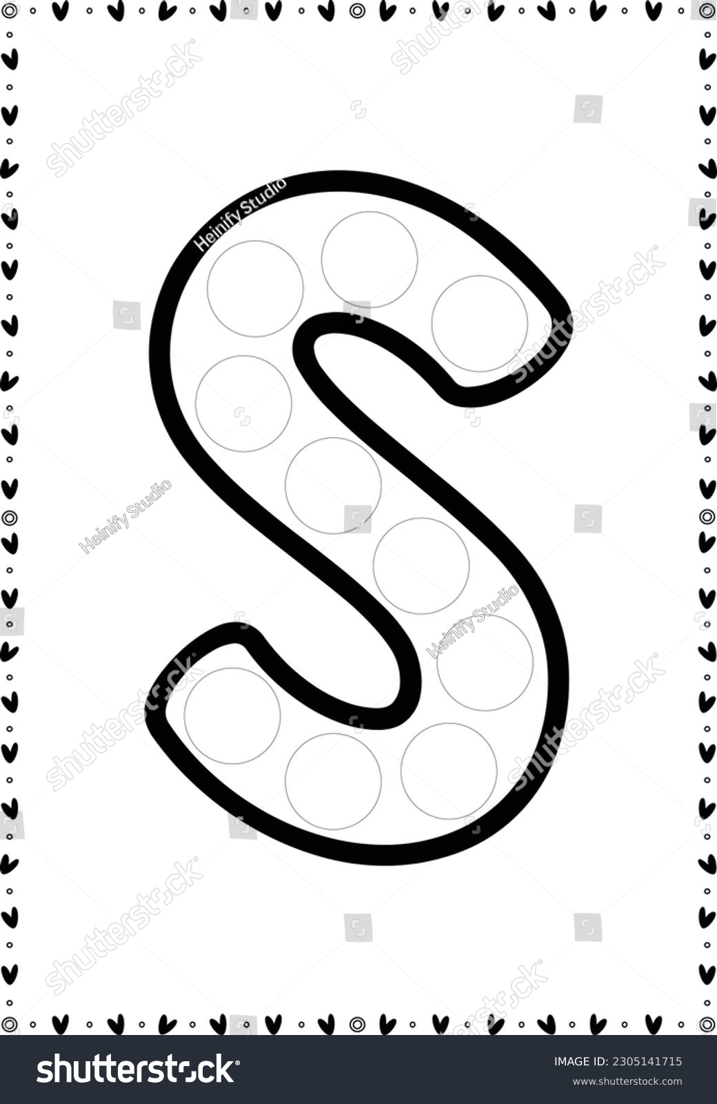 S dot marker alphabet coloring kids stock vector royalty free