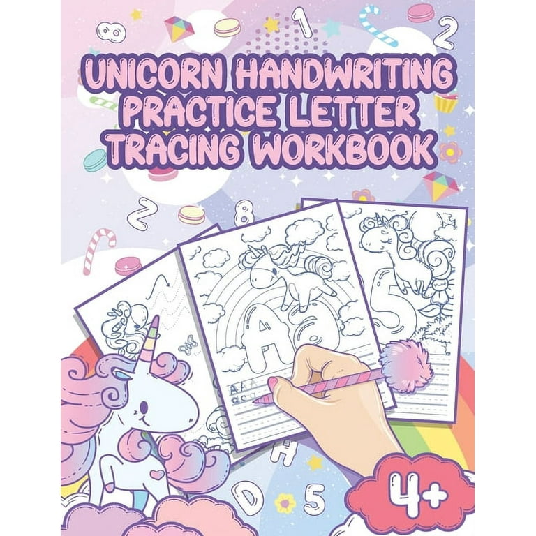 Unicorn handwriting practice letter tracing workbook handwriting practice book for kids learn to write letters and numbers