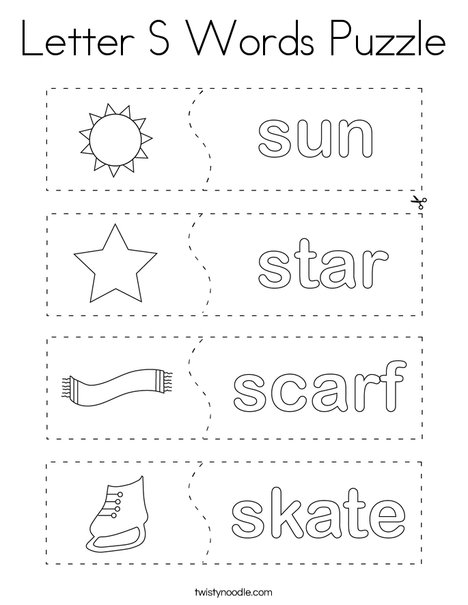 Letter s words puzzle coloring page