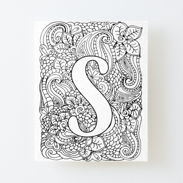 Adult coloring page monogram letter s mounted print for sale by mamasweetea