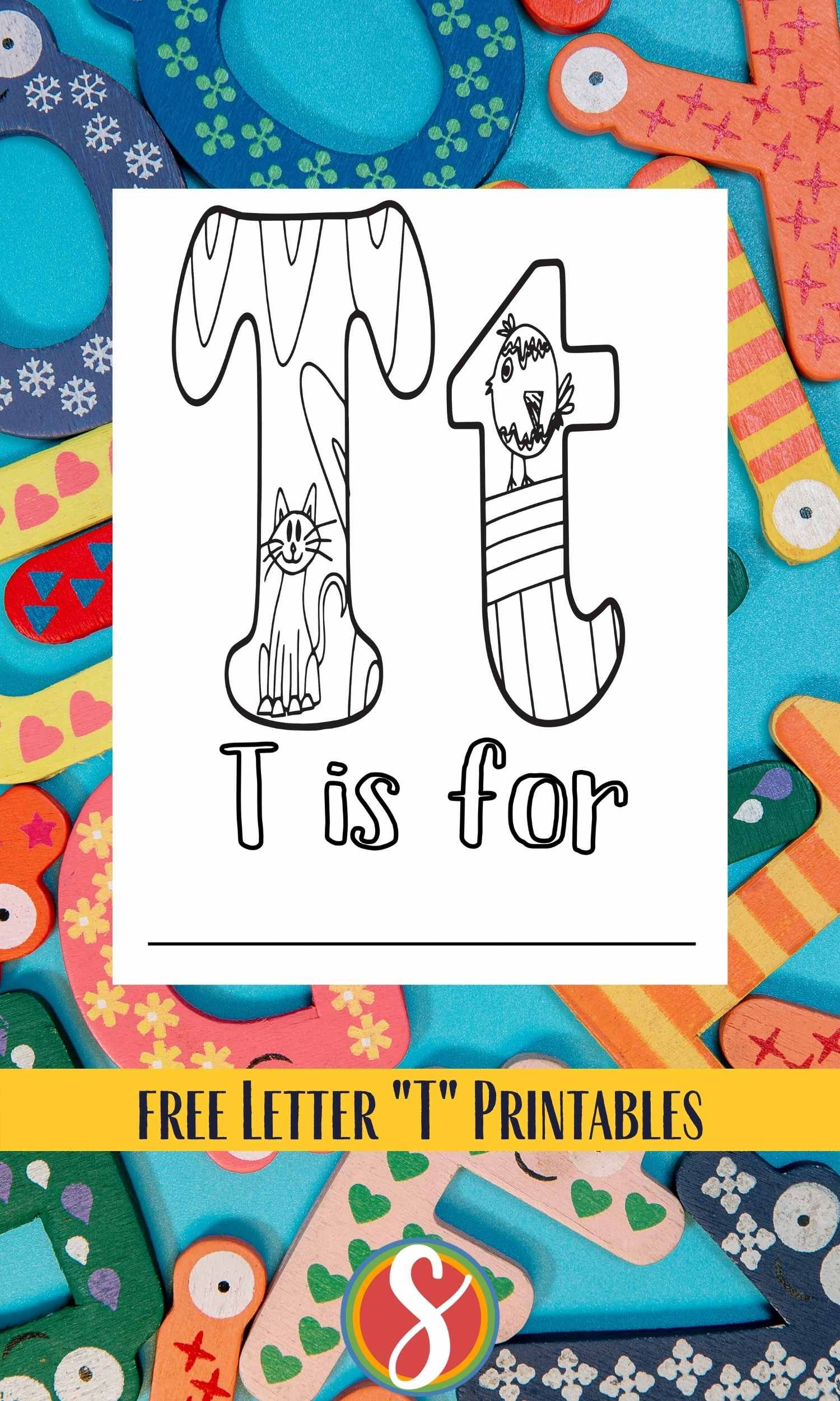 Free letter t coloring pages â stevie doodles
