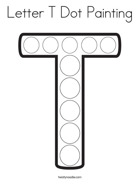 Letter t dot painting coloring page