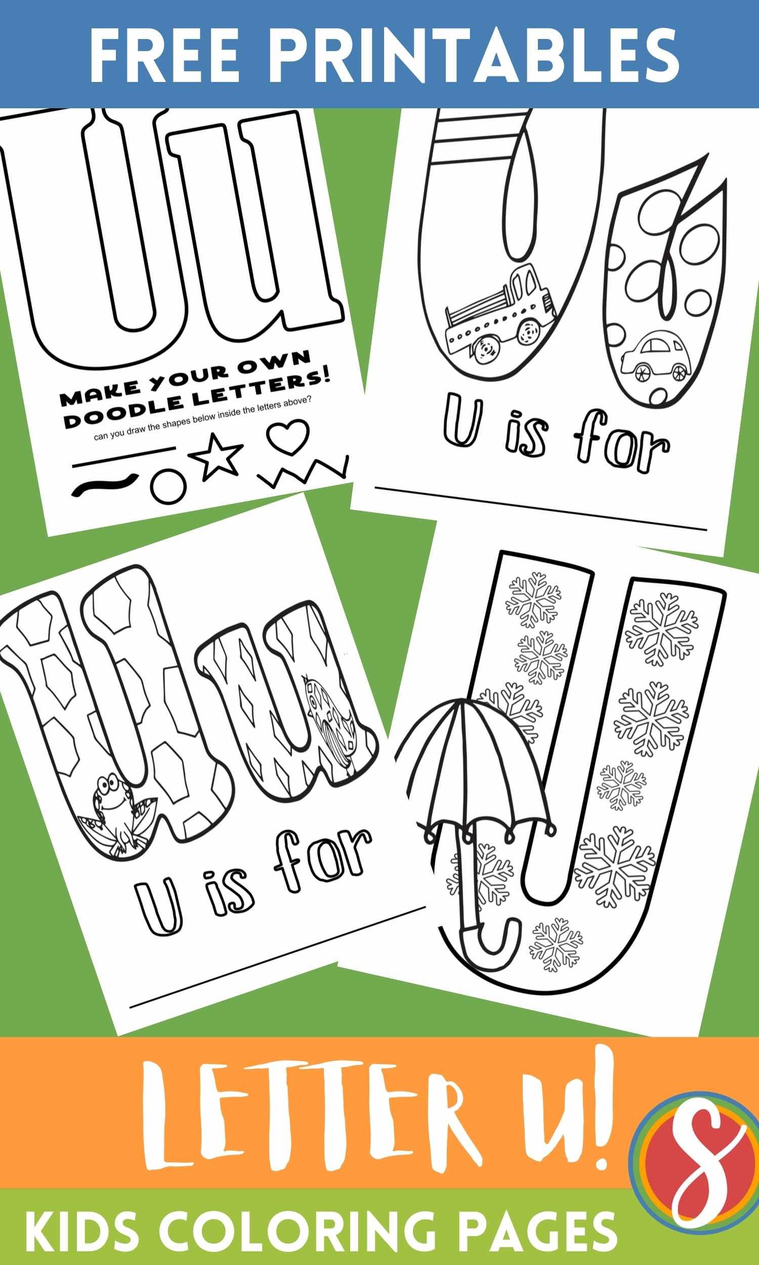 Free letter u coloring pages â stevie doodles
