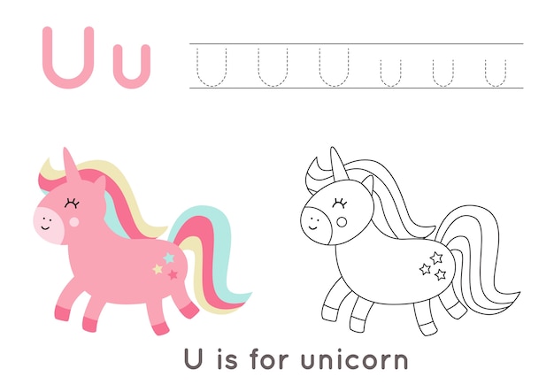 Premium vector alphabet tracing and coloring worksheet a
