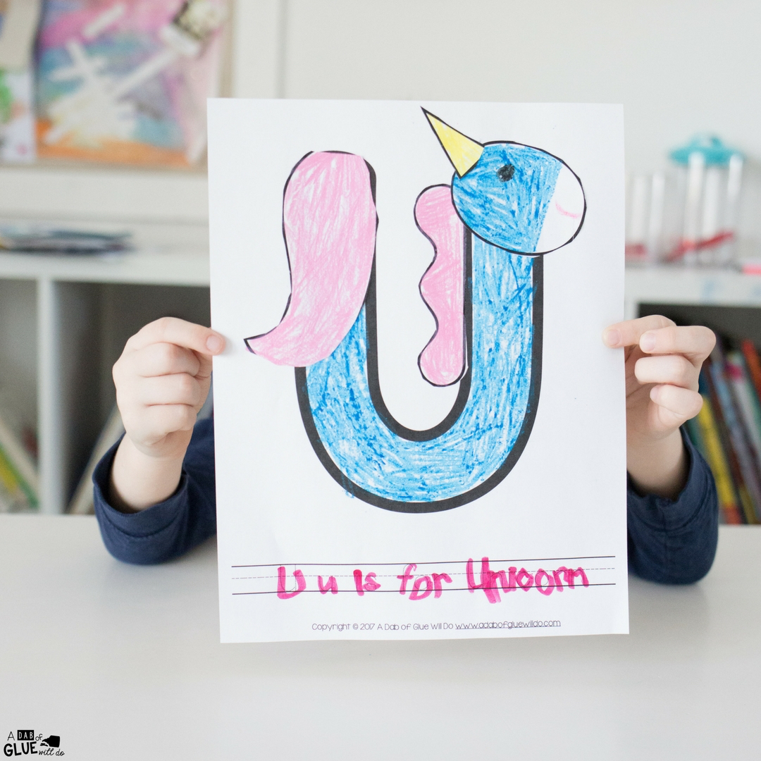 Animal alphabet u is for unicorn craft