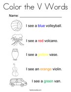 Letter v coloring pages