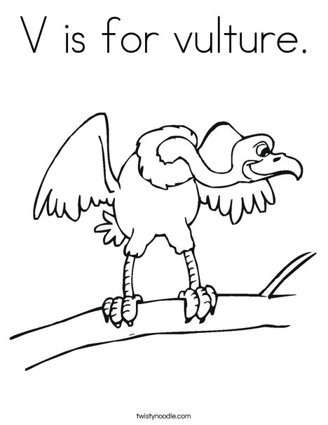 V is for vulture coloring page