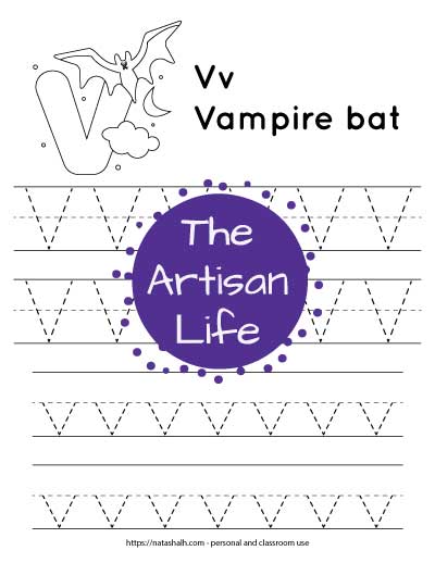 Free printable letter v tracing worksheets