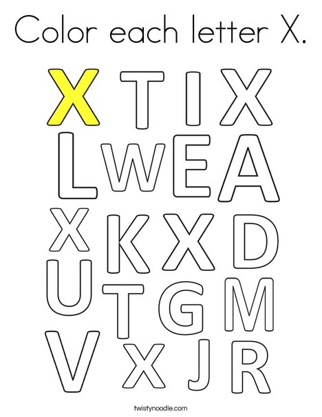 Color each letter x coloring page