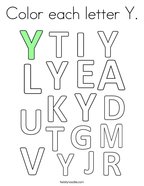 Letter y coloring pages