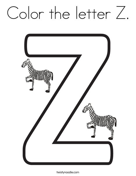 Color the letter z coloring page