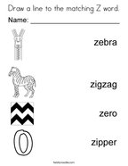 Letter z coloring pages