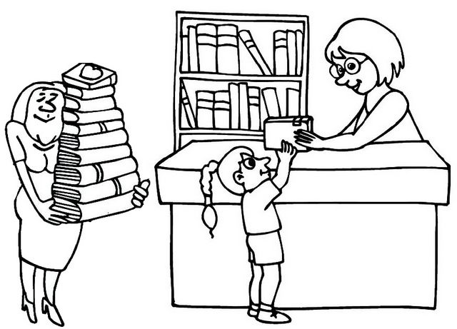 Librian bringing books in the libry coloring page coloring pages librian books