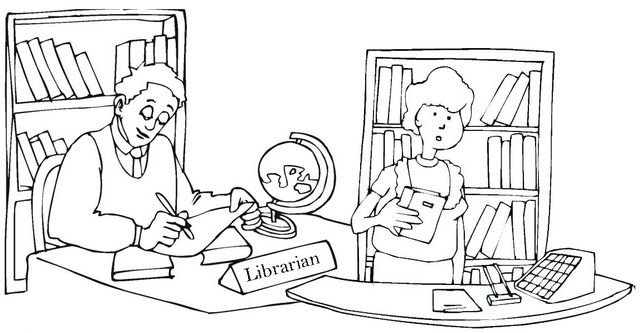 Librarian coloring page of library room desk library room coloring pages librarian