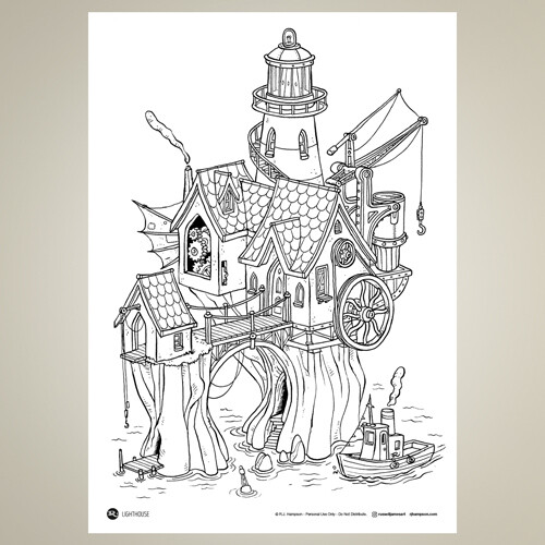 Store lighthouse coloring sheet