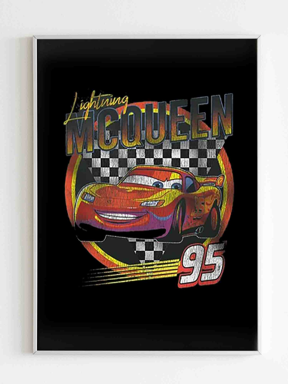 Disney pixar cars lightning mcqueen vintage race poster