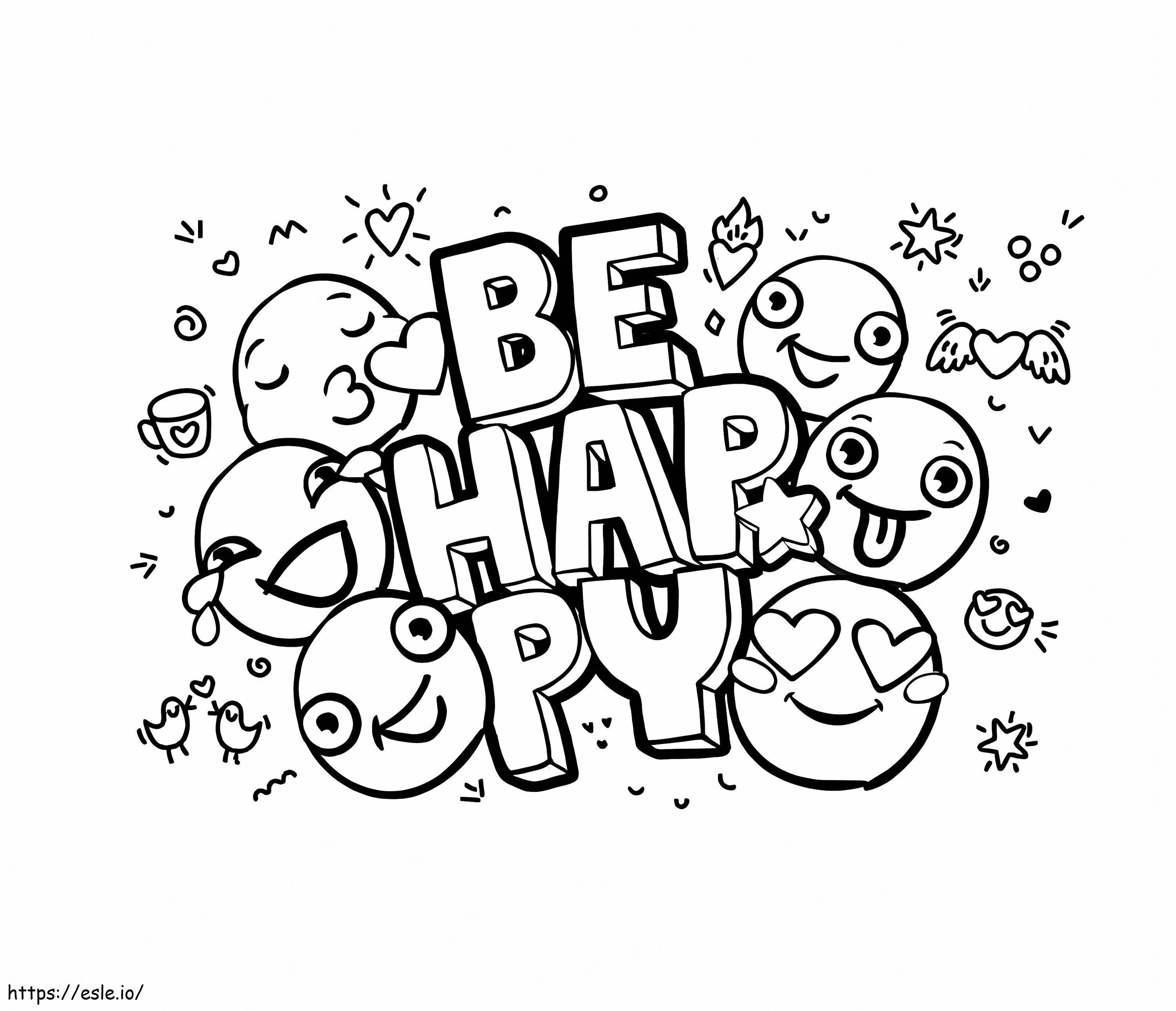 Be hayppy emojis coloring page