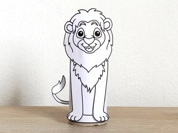 Lion toilet paper roll animal printable coloring craft