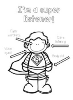 Super listener coloring page by bright futures counseling tpt