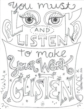 Look and listen coloring sheet by the lost sock art teacher tpt