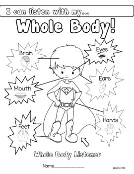 Whole body listening visual supports by amanda rose speech tpt