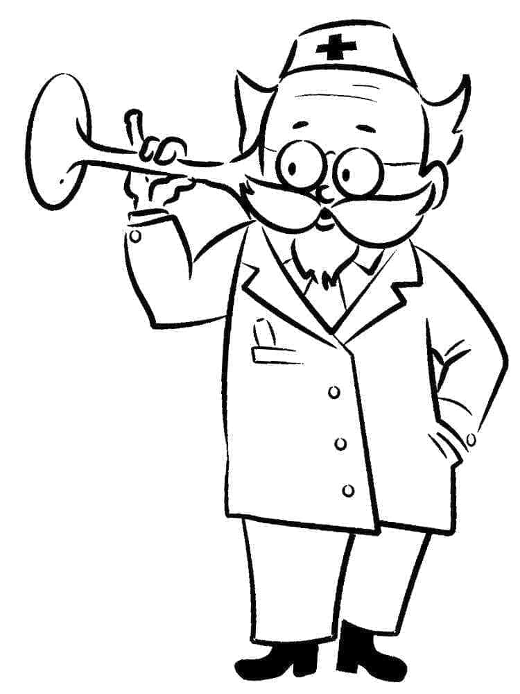 Doctor is listening coloring page