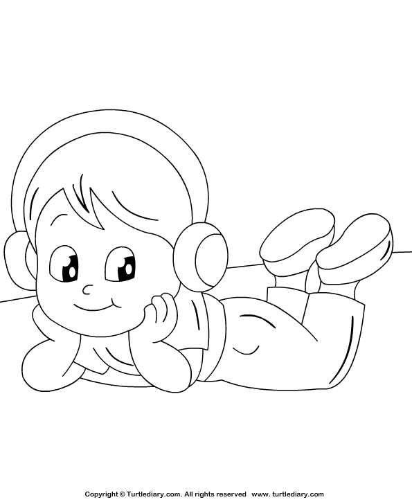 Listening to music coloring sheet turtle diary