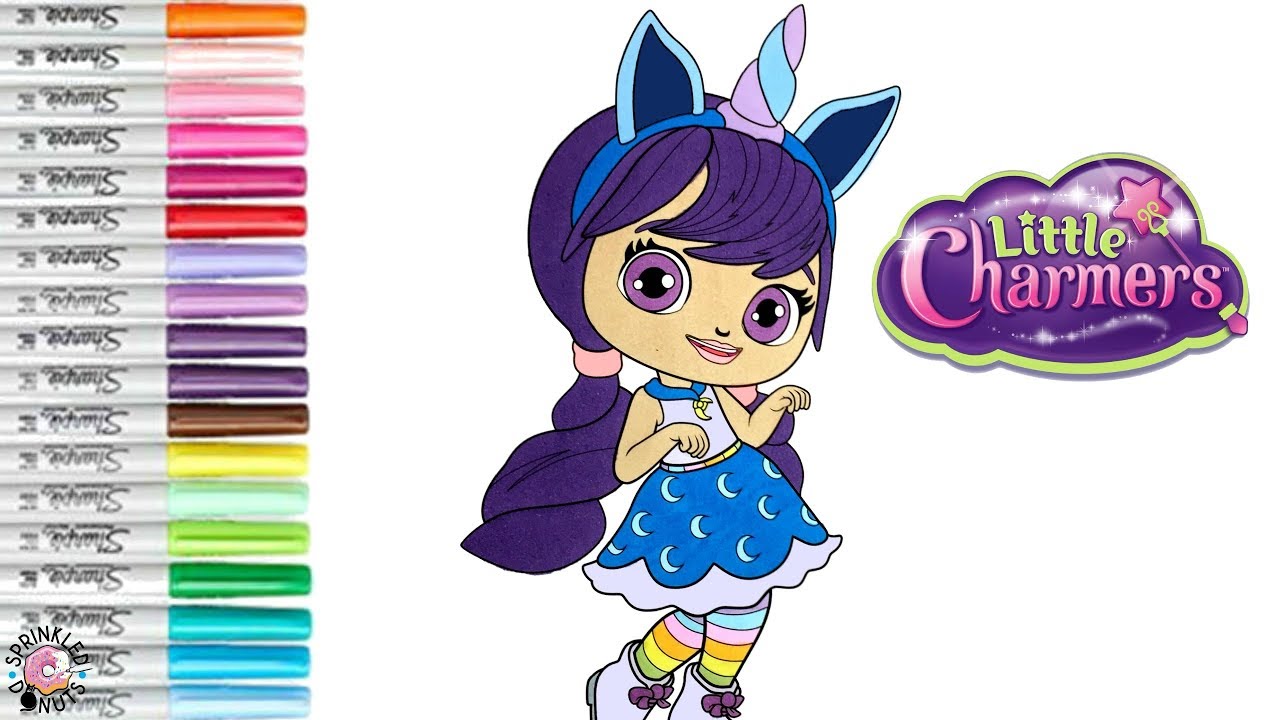 Little charers coloring book page lavender unicorn coloring sprinkled donuts