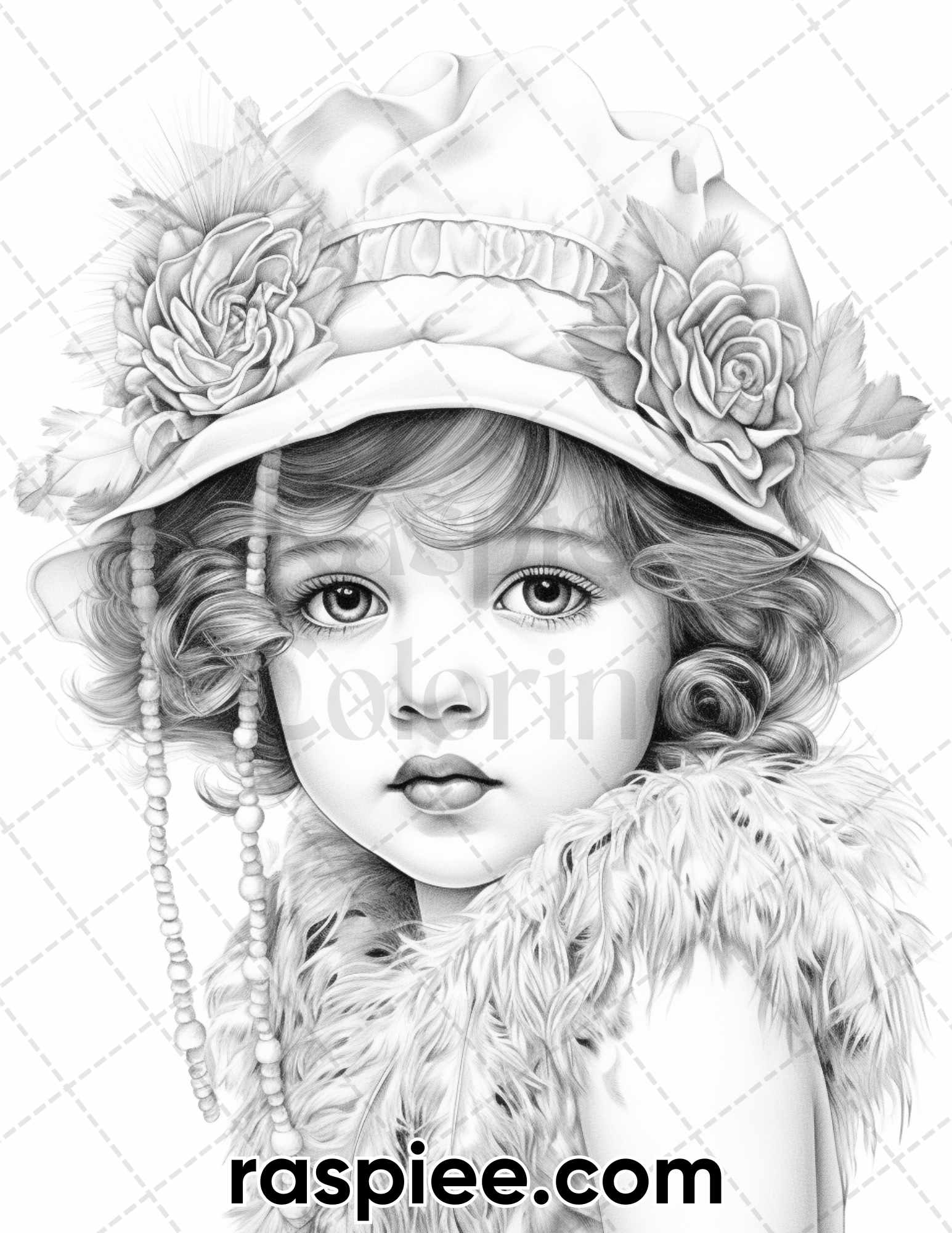 Vintage flapper baby girls grayscale coloring pages for adults pri â coloring