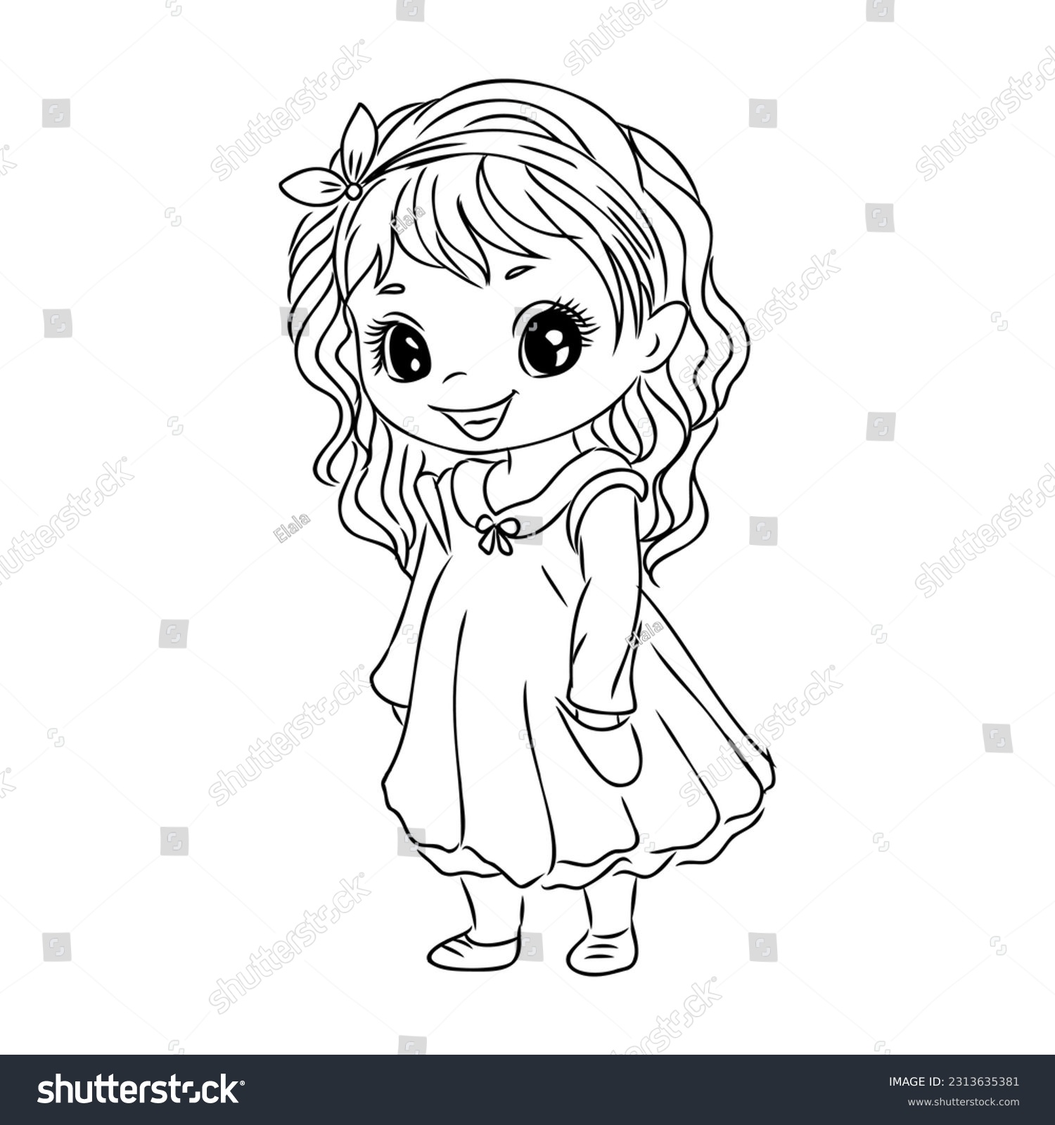 Cute girls coloring pages kids cartoon stock vector royalty free