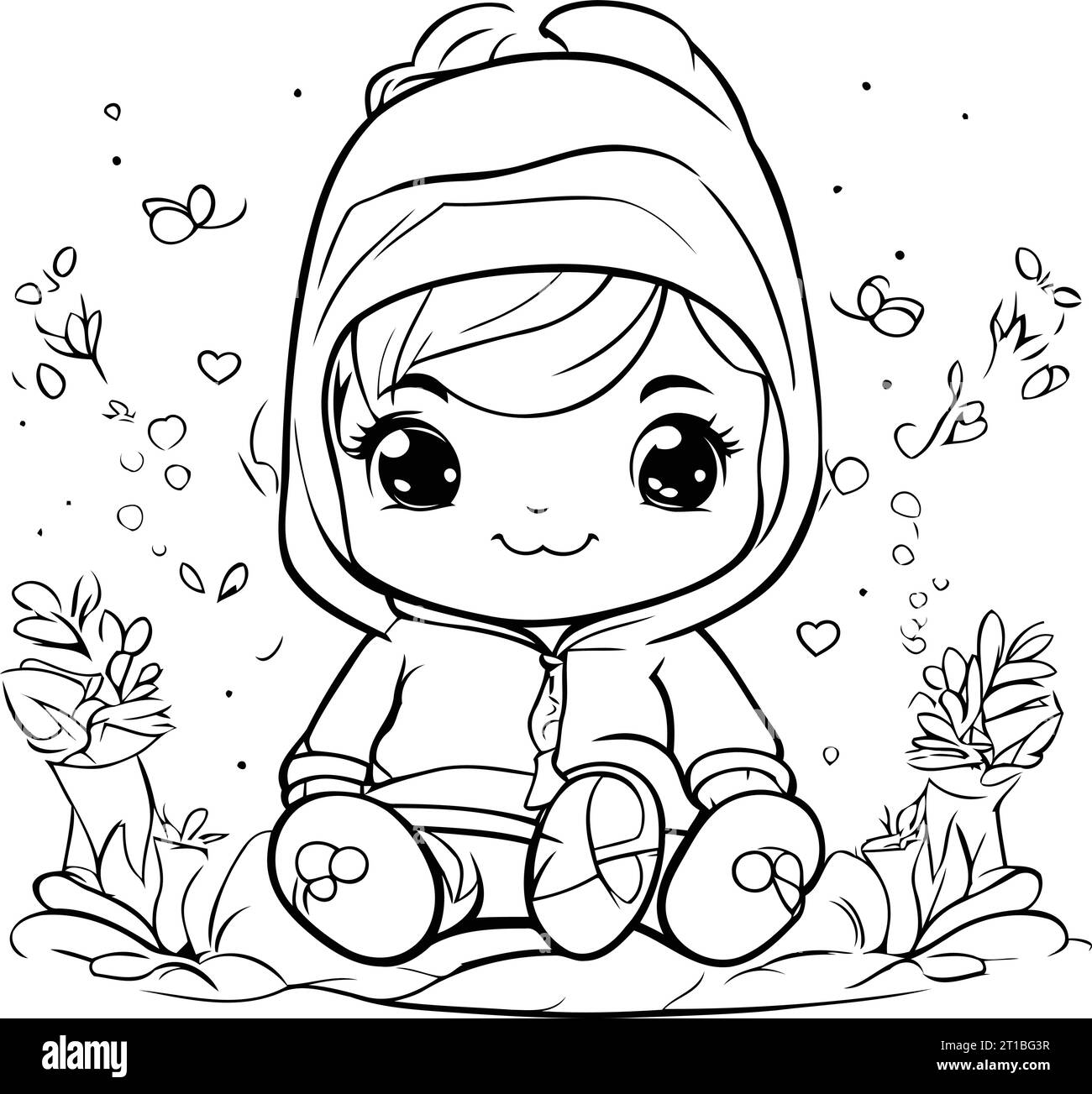 Little girl coloring on the book cut out stock images pictures