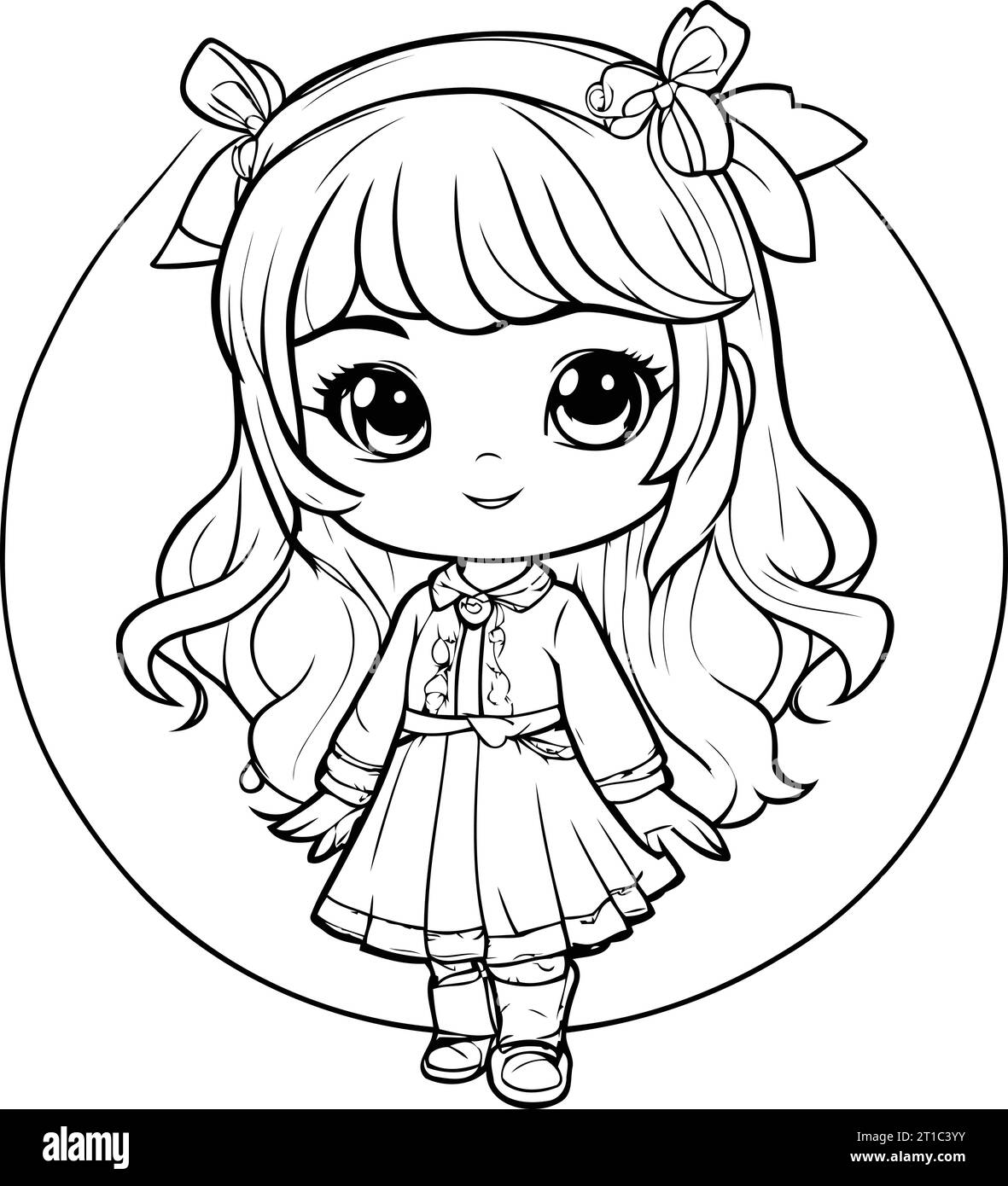 Young girl colouring book stock vector images