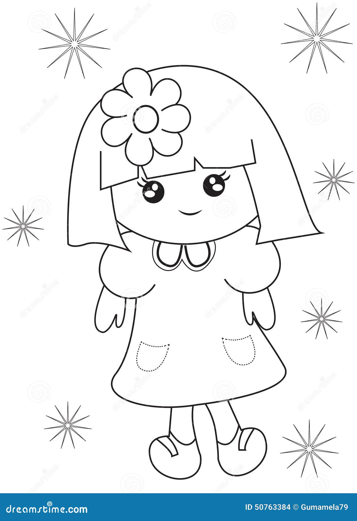 Little girl coloring page stock illustration illustration of design