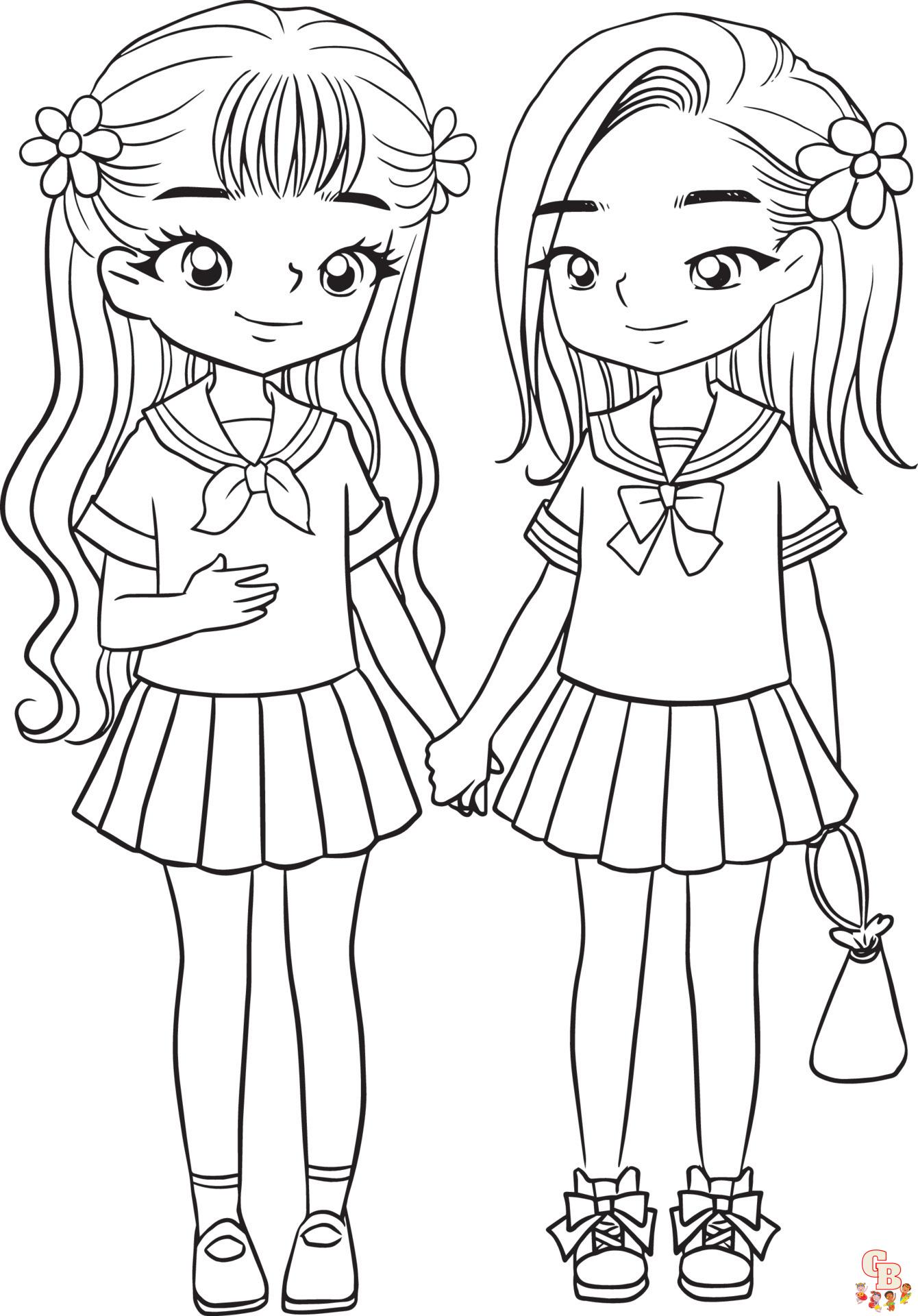 Cute girl illustration coloring pages printable and free