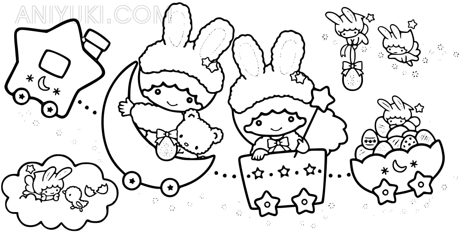 Little twin stars coloring pages