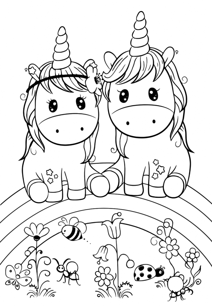 Cute unicorn coloring pages