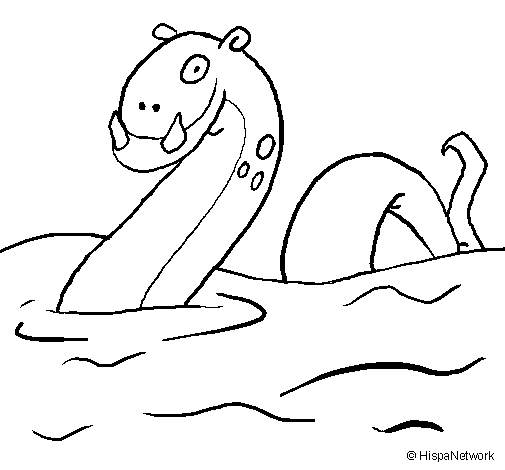 Colored page loch ness monster painted by sue