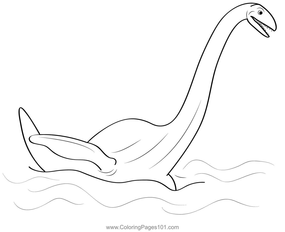 Loch ness monster coloring page for kids