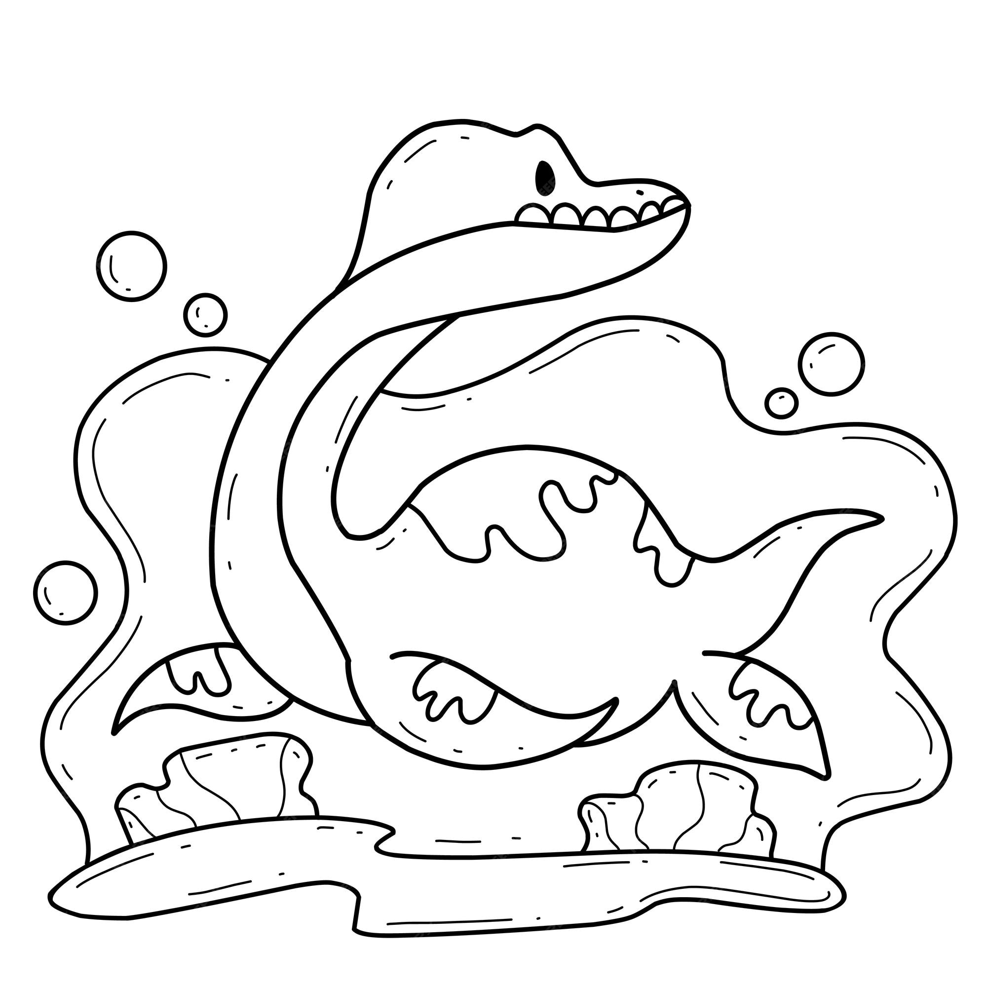 Premium vector animals coloring book alphabet isolated on white background vector cartoon plesiosaurus dinosaur