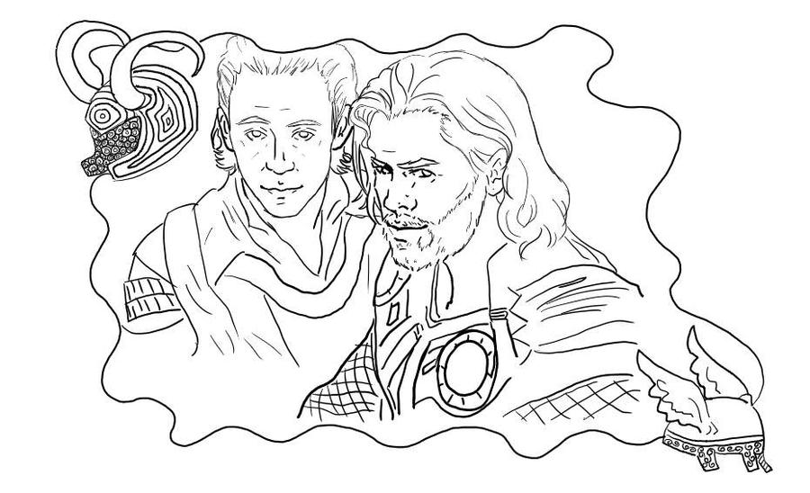 Thor and loki coloring page by stacherabbit on