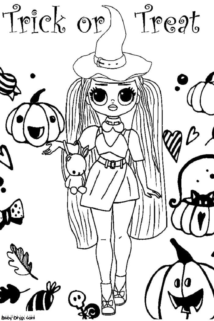 Coloring page lol omg kendilishis in a witch costume coloring halloween