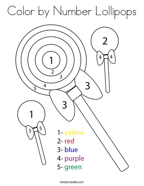 Color by number lollipops coloring page