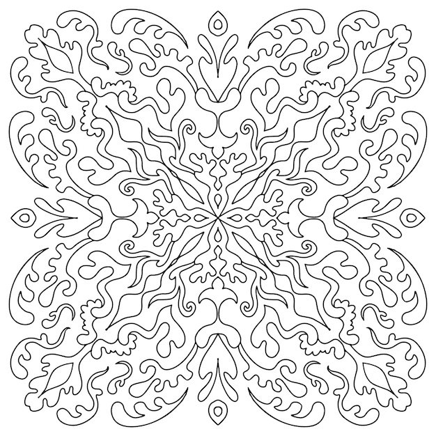 Dibujo a mano elemento zentangle tilo de mayãlica italiana blanco y negro mandala de flor ilustraciãn vectorial lo mejor para su diseão textil cartel tatuaj identidad corporativa vector premium