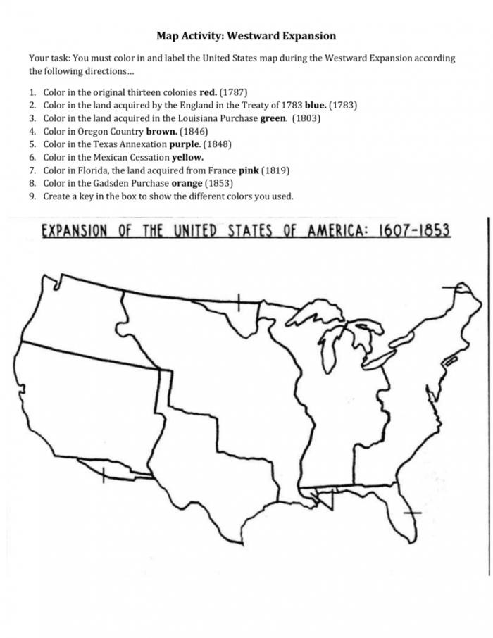 Us expansion color by history worksheets