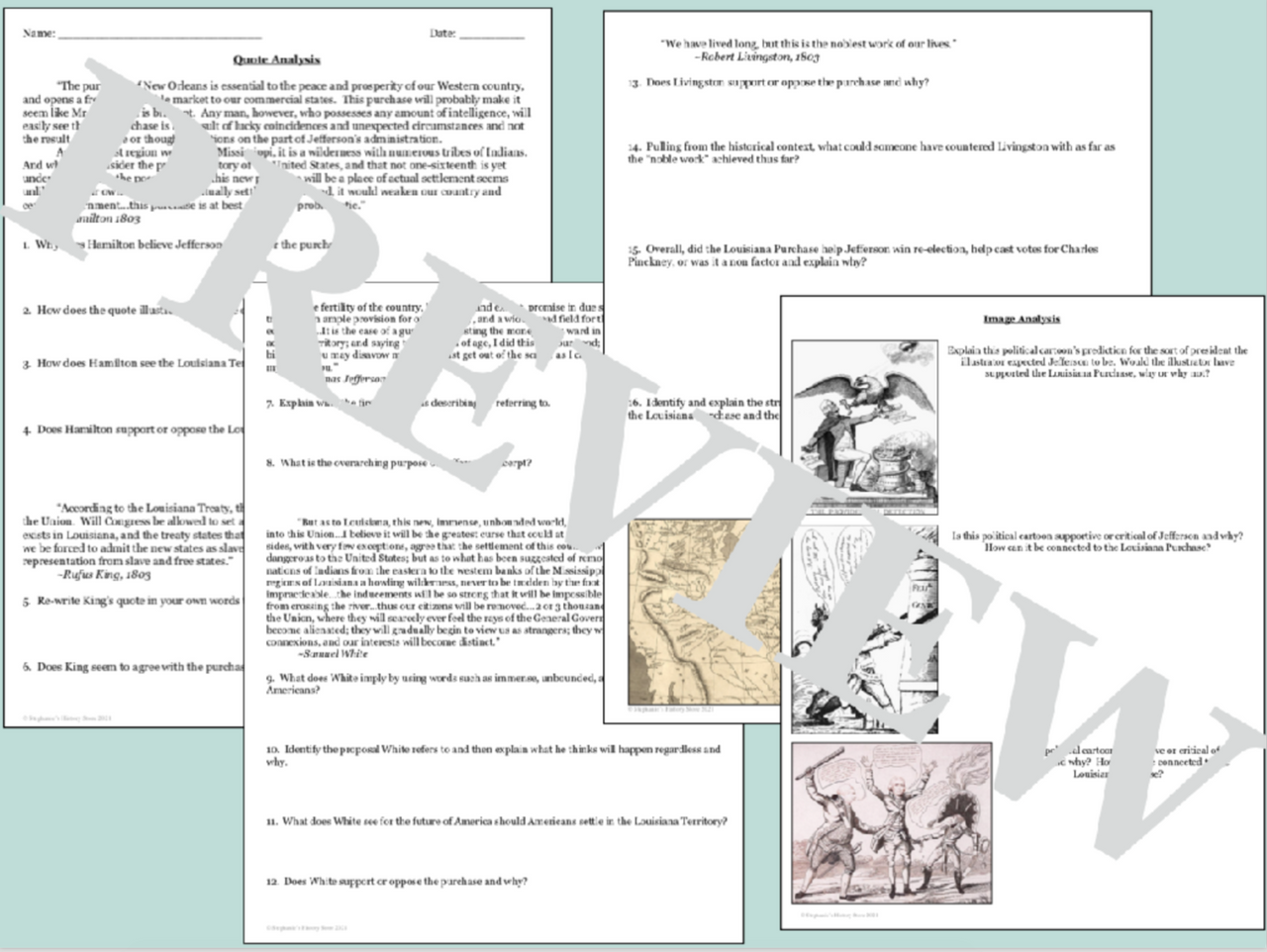 The louisiana purchase primary source analysis packet