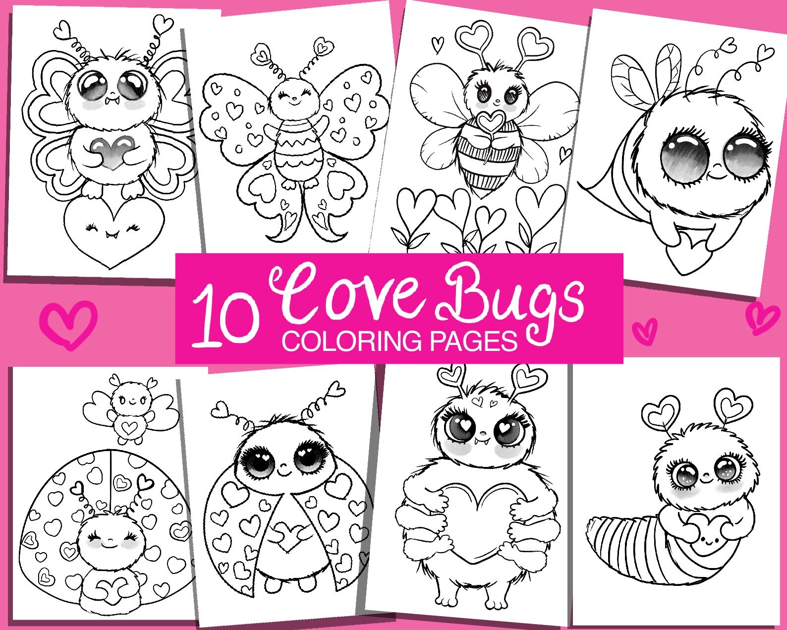 Valentines day coloring page set instant download valentines day kids activity valentine party coloring pages valentine coloring