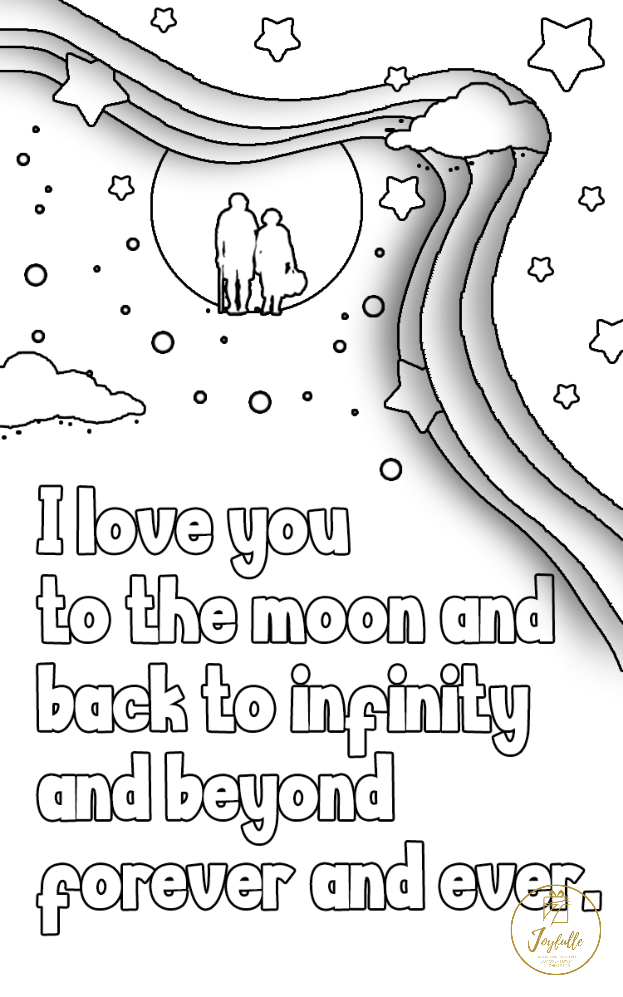 I love you to the moon back to infinity and beyond forever and ever printables greeting card