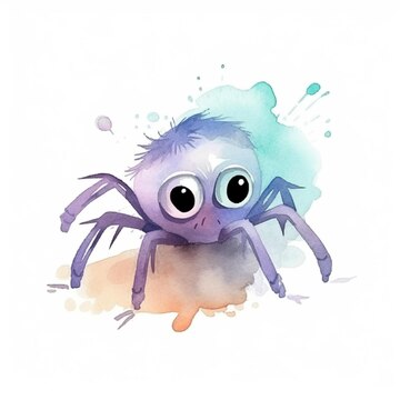 Premium photo a watercolor painting of a spider with a blue background