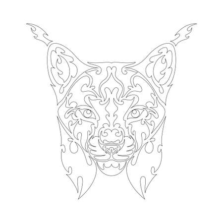 Hand drawn abstract portrait of a lynx vector stylized illustration for tattoo wall decor t