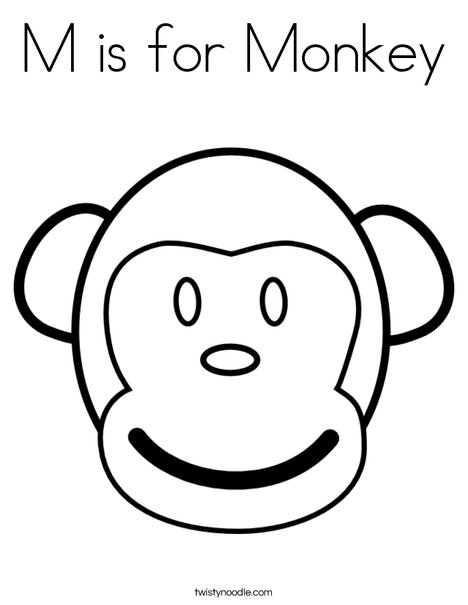 M is for monkey coloring page